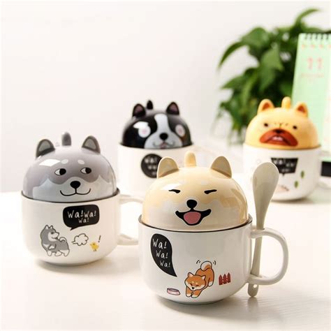 Cute Kawaii Mug With Lid And Spoon In 2020 Mugs Tea Mugs Animal Coffee