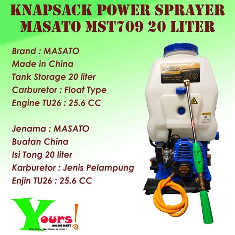 MASATO MST 709 KNAPSACK POWER SPRAYER MASATO MST709 MESIN PENYEMBUR