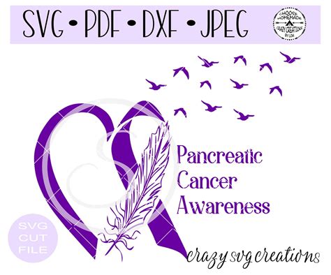 Pancreatic Cancer Awareness Heart Ribbon SVG Digital Cut File Etsy