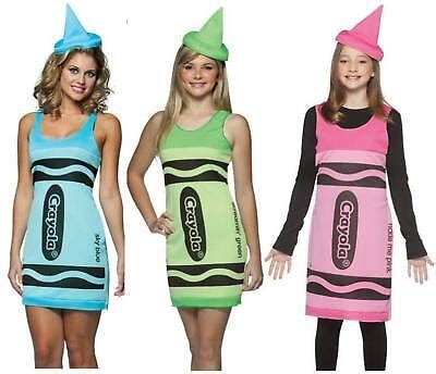 Women Teens Crayola Crayon S Color Tank Dress Costume EBay