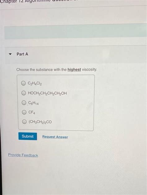 Solved Chapter Part A Choose The Substance With The Highest Chegg