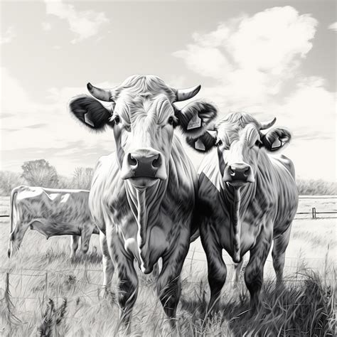 Premium Photo | Illustration of Cows double exposure with hyper ...