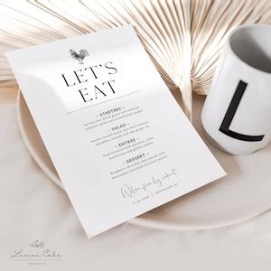 Rustic Wedding Menu Template, Country Wedding Menu Card, Bridal Shower ...