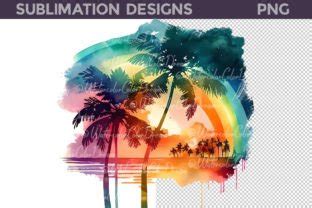 Tropical Beach Sunset Sublimation Design Graphic By