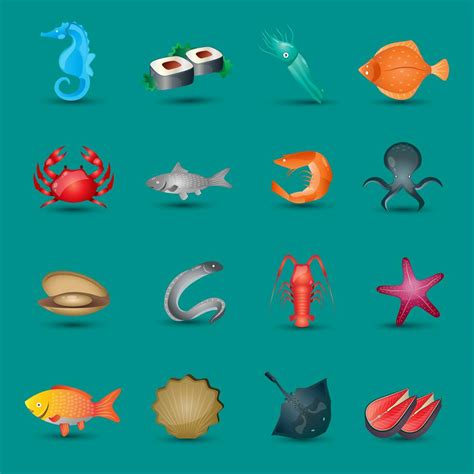 Seafood icons set 454434 Vector Art at Vecteezy