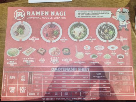 Menu At Ramen Nagi Sm Fairview Restaurant Quezon City