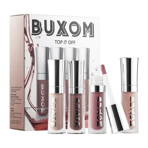 Buxom Top It Off Plumping Lip Gloss Set New 4 Piece Kit