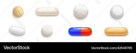 Pills Tablets And Medicine Drugs Capsules Set Vector Image