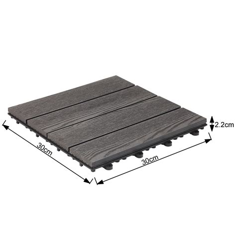 6 Piece Diy Composite Decking Tiles 30cm X30cm X 2 2cm Dark Grey Crazy Sales