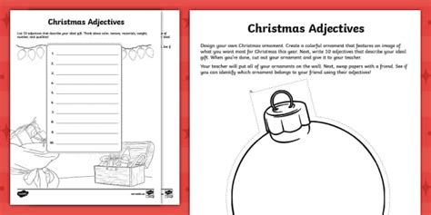 Christmas Adjectives Activity For 3rd 5th Grade Twinkl