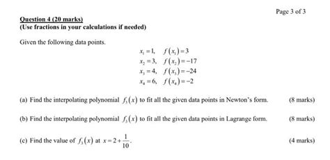 Solved Question Marks Use Fractions In Your Chegg