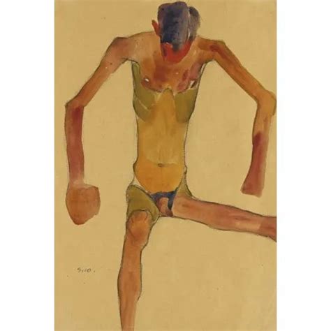 Egon Schiele Seated Male Nude With Lowered Head Arthipo