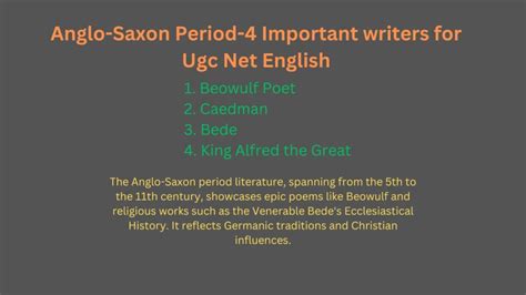 Anglo Saxon Period Important Writers For Ugc Net English Ugc Net