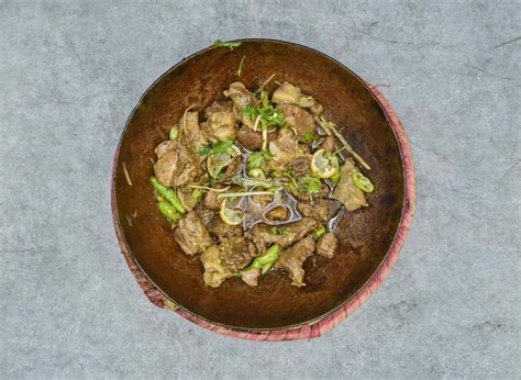 Shinwari White Lamb Karahi Served In Dish Isolated On Background Top