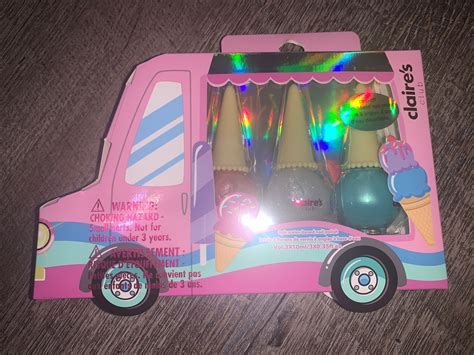 Claires Ice Cream Truck Girls Water Base Peel Off Nail Polish Set Pink