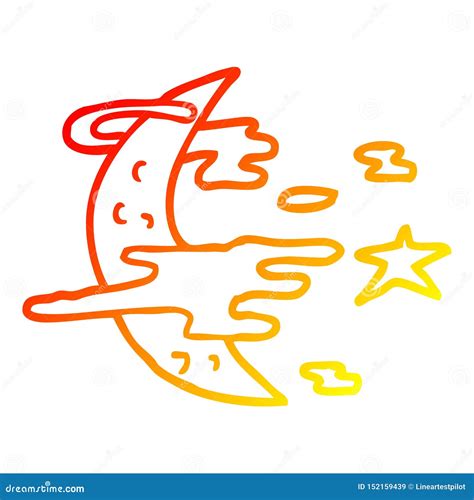 Um Desenho Animado Criativo E Quente Desenhando Uma Lua Assustada