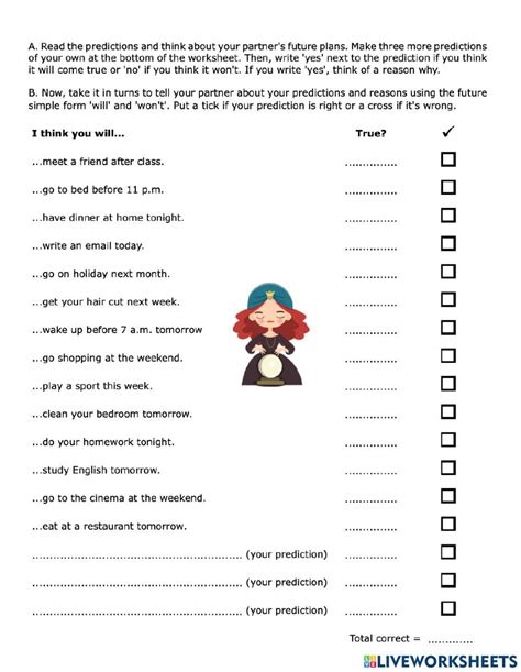 Predictions English As A Second Language Esl Exercise Live Worksheets