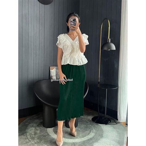 Jual Midi Wavy Pleats Skirt Rok Plisket Wavy Rok Plisket Lidi