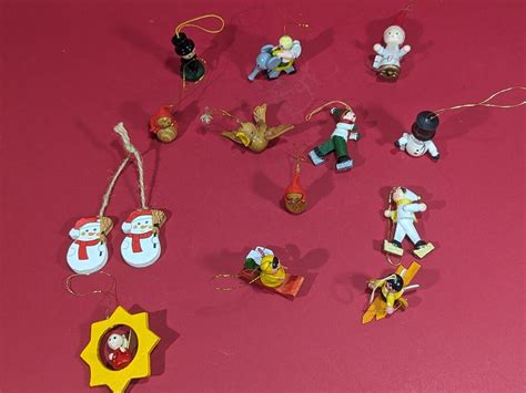 Set Of 13 Vintage Wooden Christmas Ornaments Vintage German Ornaments