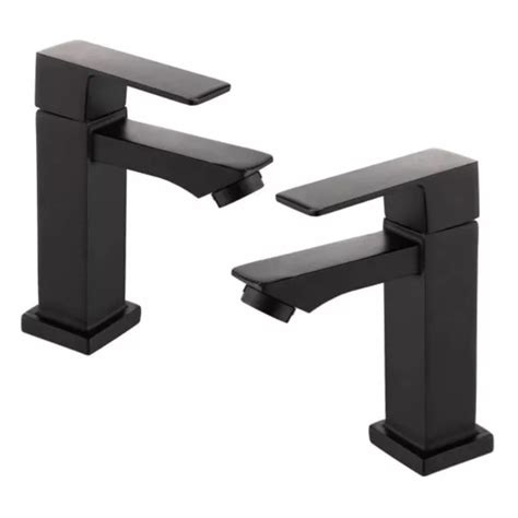 Kit Torneiras De Banheiro Lavabo Luxo Metal Preta Black Curta