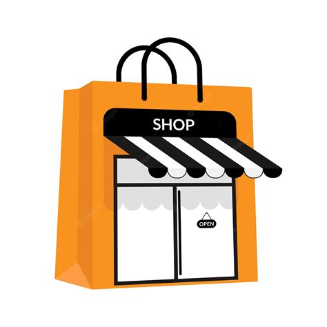 Premium Vector Paper Bag Shaped Shop Or Store Building Symbol Icon