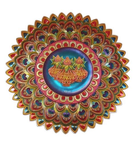 Multicolor Flower Shape Plastic Rangoli Sticker Size Dimension Inch