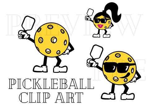 Funny Pickleball Clip Art for Commercial Use PNG Files Yellow ...