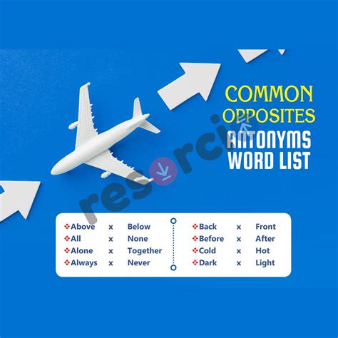 Common Opposites Antonyms Word List - Template 31