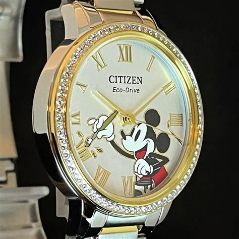 Citizen Eco Drive FE7044 52W Micky Mouse Plata Oro 5Bar Cuarzo Reloj De