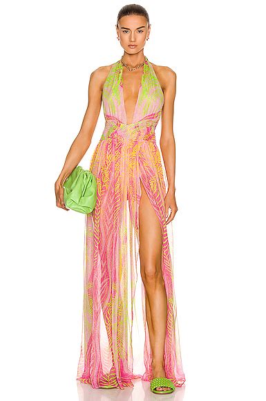 Retrofete Zion Dress In Tropical Palm Fwrd