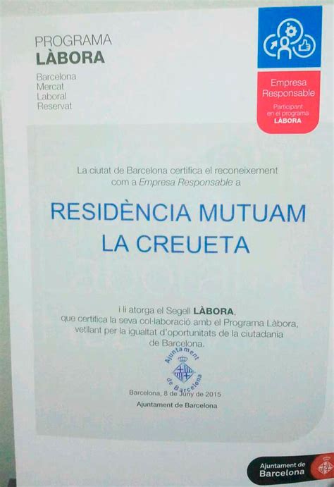 La Residència Mutuam La Creueta compromesa amb la Inclusió Laboral i Social