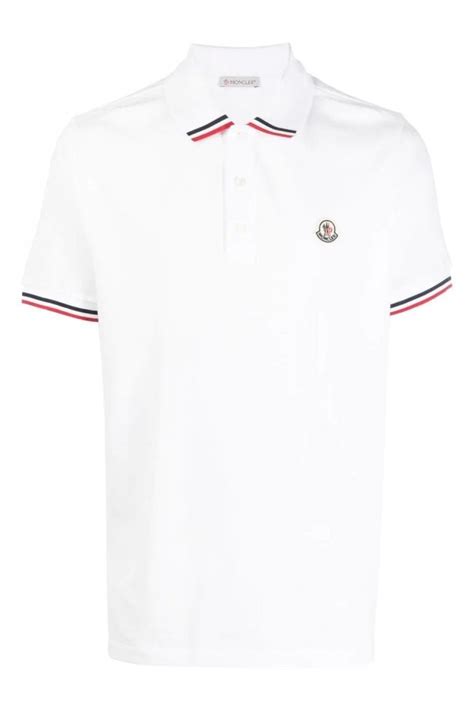 MONCLER Tri Tip Collar Polo White Clothing From Circle Fashion UK