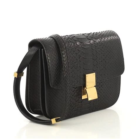 Celine Classic Box Bag Python Medium At 1stdibs Celine Classic Medium Celine Python Box Bag