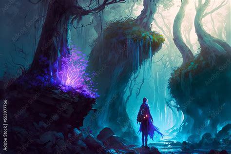 Magical adventurer exploring magical forest, concept art. Fantasy ...