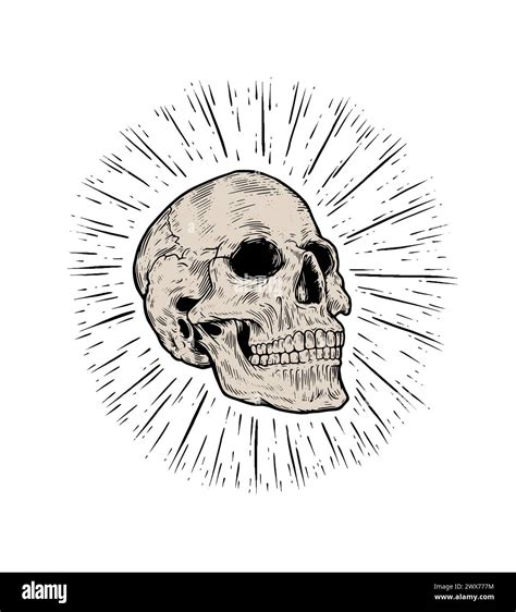 Vector Skulls Set In Black Background In Retro Tattoos Old School