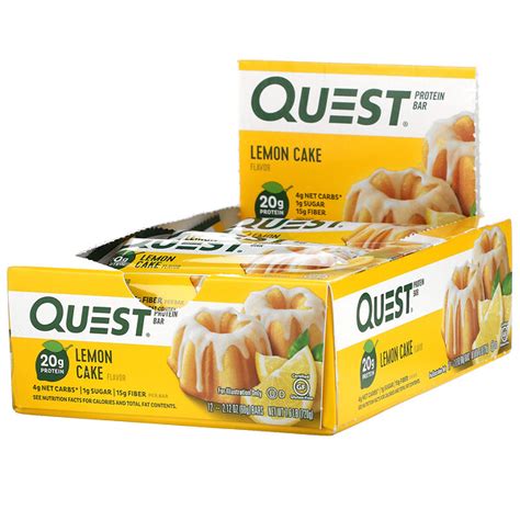 Quest Nutrition Protein Bar Lemon Cake 12 Bars 2 12 Oz 60 G Each