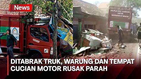 Kaget Disalip Mobil Boks Sopir Truk Banting Stir Tabrang Warung Di