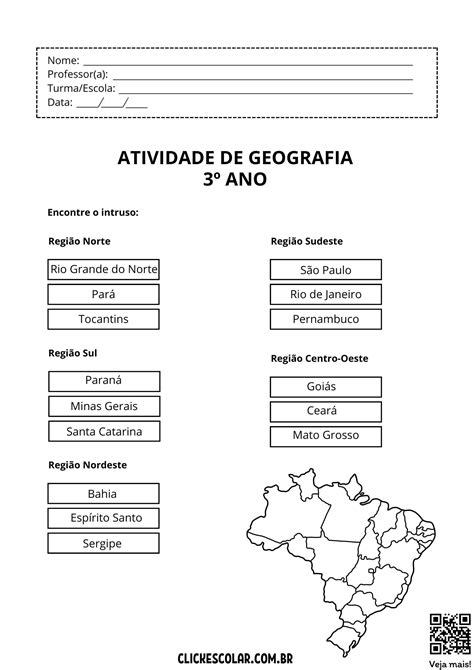 Atividades De Geografia 3º Ano