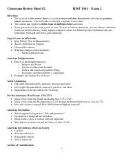 Classroom Review Sheet For Exam 2 1301 2019 2020 Pdf HIST 1301 Exam