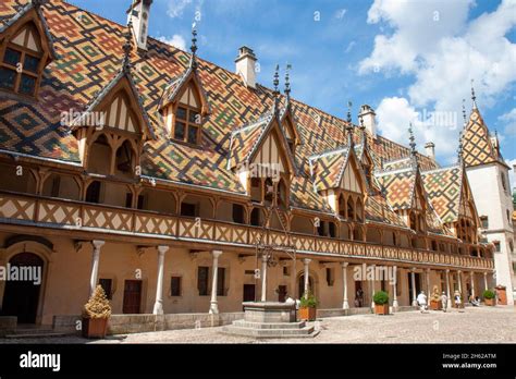 the famous renaissance gothic roof pattern of the Hospices De Beaune ...