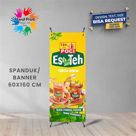 Jual Spanduk Banner Es Teh Poci Warna Oren Minuman Segar Ukuran 60x160