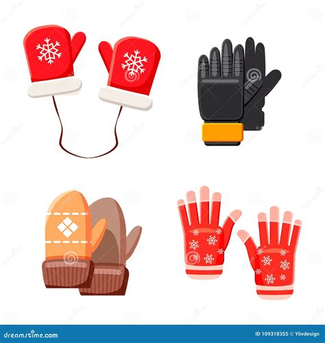 Sistema Del Icono De Los Guantes Del Invierno Estilo De La Historieta