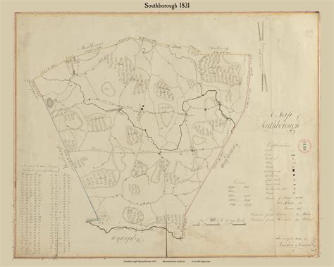 Southborough Massachusetts 1831 Old Town Map Reprint Roads House