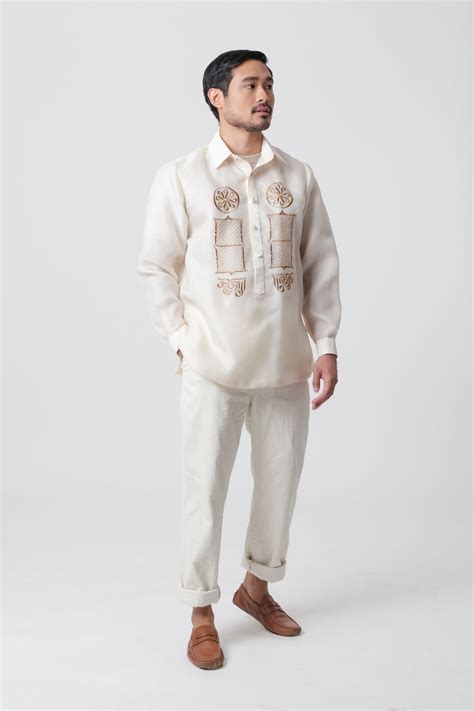 Ramon Mens Barong Tagalog Beige Modern Filipino By The Mestizo La