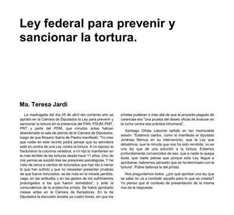 15 Ley Federal Para Prevenir Y Sancionar La Tortura