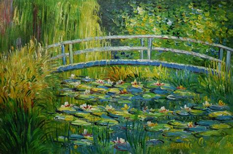 HandPainted Modern Impresionisme Claude Monet Lily Kolam Landscape