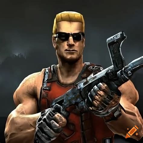 Iconic Video Game Character Duke Nukem With A Giant Pistol In A Gaming