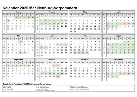 Kalender Mecklenburg Vorpommern Kostenlos Ferien Bersicht