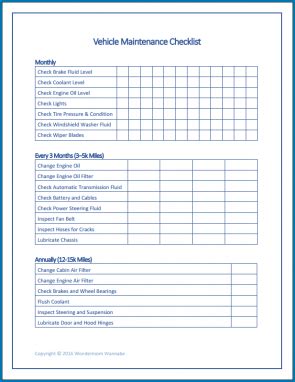 √ Free Printable Truck Maintenance Checklist Template | Checklist Templates