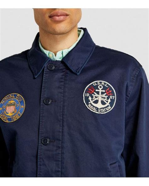 Polo Ralph Lauren Patch Detail Utility Jacket In Blue For Men Lyst